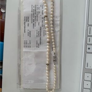 Mikimoto White Pearl Necklace with Silver Details